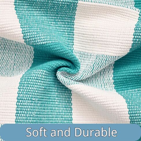 سجاد بافلو منقوش للأماكن الخارجية، مقاس 28 بوصة × 43 بوصة، سجادة منطقة داخلية وخارجية مربعة باللونين الأخضر والأبيض، سجادة طبقات لسجادة باب الترحيب، سجادة مزرعة منسوجة من القطن قابلة للغسل لديكور الشرفة الأمامية لعيد الربيع in Kuwait