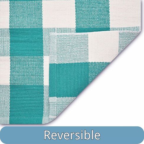 سجاد بافلو منقوش للأماكن الخارجية، مقاس 28 بوصة × 43 بوصة، سجادة منطقة داخلية وخارجية مربعة باللونين الأخضر والأبيض، سجادة طبقات لسجادة باب الترحيب، سجادة مزرعة منسوجة من القطن قابلة للغسل لديكور الشرفة الأمامية لعيد الربيع in Kuwait