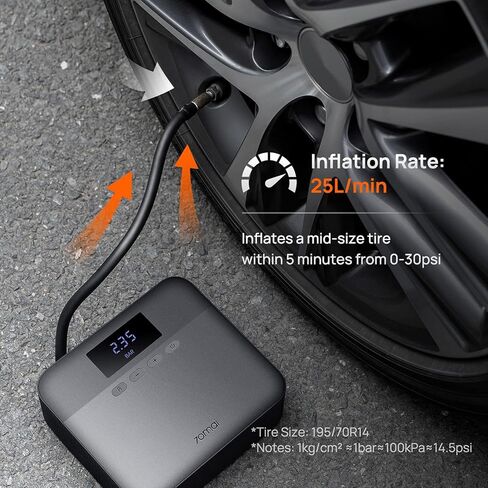 ضاغط هواء لايت 70 ماي، منفاخ إطارات محمول، مضخة هواء 12 فولت تيار مستمر للسيارات، ضاغط إلكتروني سريع، 160 رطل لكل بوصة مربعة مع مقياس الضغط in Kuwait