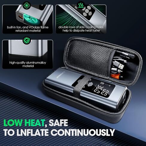 Tire Inflator Portable Air Compressor, 2X Faster Inflation [9400mAh Battery & 12V DC Cord] Car Tire Pump with LCD Display, 150PSI Electric Air Pump for Car SUV MPV RV Bike Ball,Silver in Saudi Arabia