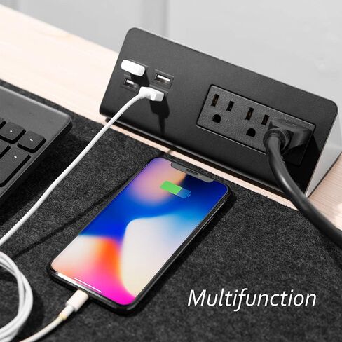 Desk Edge Mount Power Strips with USB Ports-UL Plug Outlets 1250 Joulets Surge Protector Tabletop Power Sockets for Nightstand/Home Office/Dormitory 4 USB Ports & 3AC Outlets in Saudi Arabia