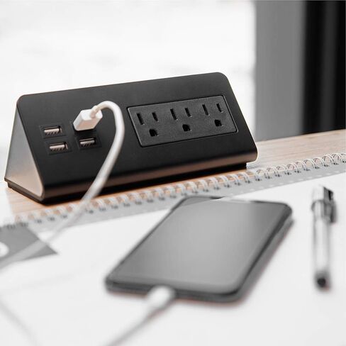 Desk Edge Mount Power Strips with USB Ports-UL Plug Outlets 1250 Joulets Surge Protector Tabletop Power Sockets for Nightstand/Home Office/Dormitory 4 USB Ports & 3AC Outlets in Saudi Arabia