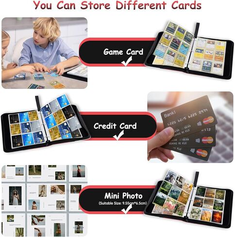 حافظة بطاقات تجارية مكونة من 9 جيوب، حامل بطاقات تجارية يناسب 900 بطاقة مع 50 غلاف قابل للإزالة، متوافق مع بطاقات متنوعة (أحمر) in Kuwait