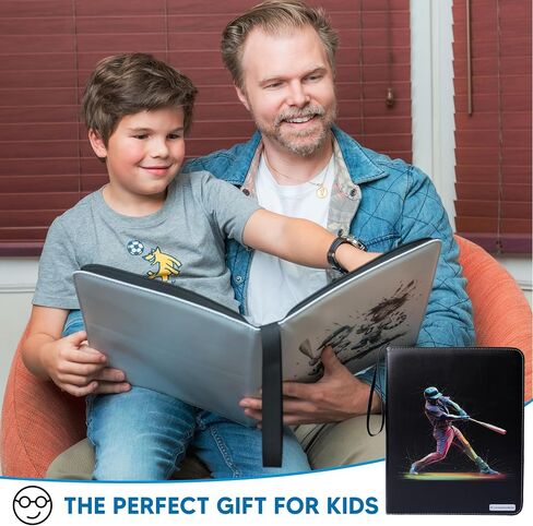 Holograph Baseball Card Binder - Waterproof PU Leather Trading Card Binder with 900 Pockets, 50 Sleeves - 3-Ring Sports Card Storage Top Loader Binder with Wristband - Collectors Card Binder Album in Saudi Arabia
