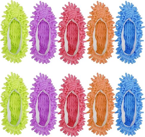 Cosywell Shoes Cover for Mop Slippers Dusting Mop Shoes for Floor Cleaning House Washable 10 PCS 5 Pairs（L） in Kuwait