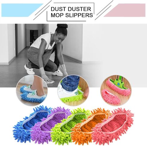 Cosywell Shoes Cover for Mop Slippers Dusting Mop Shoes for Floor Cleaning House Washable 10 PCS 5 Pairs（L） in Kuwait