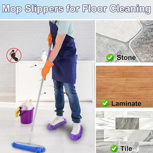Cosywell Shoes Cover for Mop Slippers Dusting Mop Shoes for Floor Cleaning House Washable 10 PCS 5 Pairs（L） in Kuwait