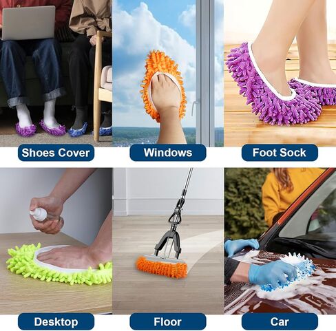Cosywell Shoes Cover for Mop Slippers Dusting Mop Shoes for Floor Cleaning House Washable 10 PCS 5 Pairs（L） in Kuwait