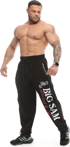 شركة BIG SAM SPORTSWEAR COMPANY للرجال، تصميم مريح لتمارين كمال الأجسام، سراويل رياضية فضفاضة للعضلات in Kuwait