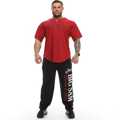 شركة BIG SAM SPORTSWEAR COMPANY للرجال، تصميم مريح لتمارين كمال الأجسام، سراويل رياضية فضفاضة للعضلات in Kuwait