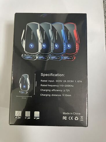 Wireless Car Charger Mount 15W Qi Fast Charging Auto Clamping Windshield Dashboard Suction Cup Air Vent Cell Phone Holder Bracket Compatible with All Smartphone (Black) in Saudi Arabia
