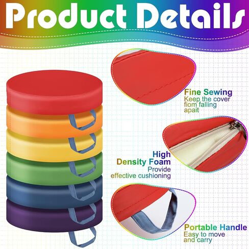Riakrum 6 Pcs 15" Kids Floor Cushions Flexible Seating for Classroom Elementary Waterproof Round 2'' Thick Foam Cushion for Student Classroom Daycare Home Preschool Kindergarten (Pastel Color) in Saudi Arabia