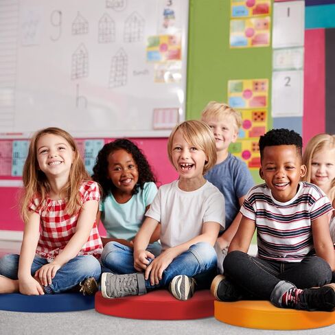 Riakrum 6 Pcs 15" Kids Floor Cushions Flexible Seating for Classroom Elementary Waterproof Round 2'' Thick Foam Cushion for Student Classroom Daycare Home Preschool Kindergarten (Pastel Color) in Saudi Arabia