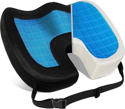 وسادة مقعد معززة من جل جل التبريد، جل وسادة مقعد من الإسفنج الذكي لتخفيف آلام الظهر والعصعص وعرق النسا - وسادة كرسي تقويم العظام لدعم أسفل الظهر في مقعد السيارة لكرسي المكتب in Kuwait
