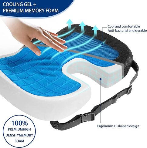 وسادة مقعد معززة من جل جل التبريد، جل وسادة مقعد من الإسفنج الذكي لتخفيف آلام الظهر والعصعص وعرق النسا - وسادة كرسي تقويم العظام لدعم أسفل الظهر في مقعد السيارة لكرسي المكتب in Kuwait