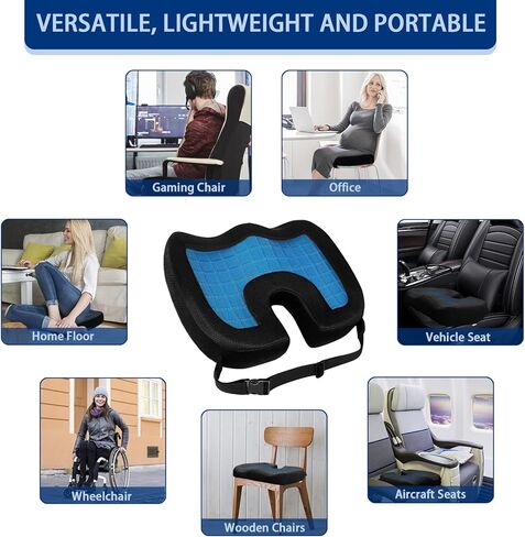 وسادة مقعد معززة من جل جل التبريد، جل وسادة مقعد من الإسفنج الذكي لتخفيف آلام الظهر والعصعص وعرق النسا - وسادة كرسي تقويم العظام لدعم أسفل الظهر في مقعد السيارة لكرسي المكتب in Kuwait