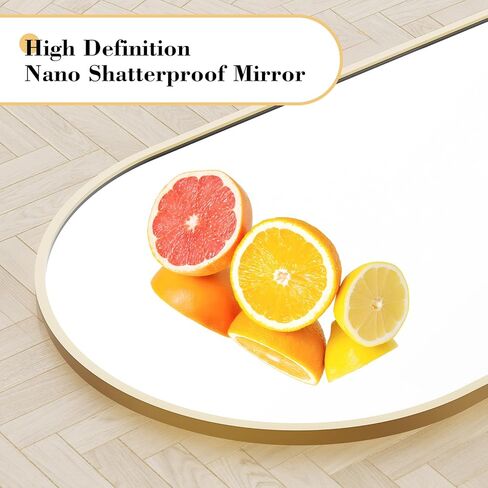 Sweetcrispy Arched Full Length Mirror with Stand, 59"x16" Floor Mirror with Aluminum Alloy Frame for Bedroom, Standing Full Body Mirror with Shatter-proorf Nano Glass for Wall, Living Room (Gold) in Kuwait