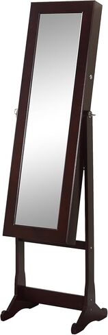 Artiva USA - Espresso Wood Finish – Free Standing Cheval Mirror and Jewelry Armoire Display with LED Light and Key Lock, Walnut, 63-Inch, A0146WAL in Saudi Arabia
