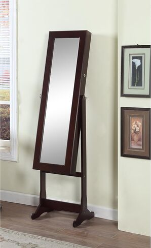 Artiva USA - Espresso Wood Finish – Free Standing Cheval Mirror and Jewelry Armoire Display with LED Light and Key Lock, Walnut, 63-Inch, A0146WAL in Saudi Arabia
