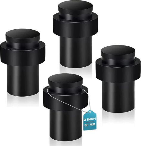KOLAKO Door Stops, Floor Door Stoppers, 2 Inch, Heavy Duty Brushed Stain Cylindrical Modern Doorstops with Soft Rubber Bumper, Wall Protector, Floor Door Stopper for Bottom of Door, Silver in Saudi Arabia