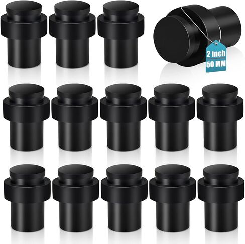 KOLAKO Door Stops, Floor Door Stoppers, 2 Inch, Heavy Duty Brushed Stain Cylindrical Modern Doorstops with Soft Rubber Bumper, Wall Protector, Floor Door Stopper for Bottom of Door, Silver in Saudi Arabia