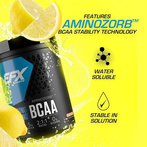 ملعب التدريب الرياضي EFX BCAA | مكمل أحماض أمينية مستقر تمامًا وقابل للذوبان بدرجة عالية | قبل التمرين أو أثناءه أو بعده | خالي من السكر | 500 جرام (فراولة خوخ) in Kuwait