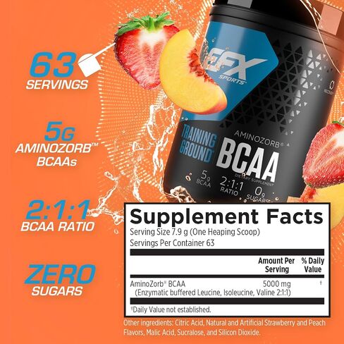 EFX Sports Training Ground BCAA | Fully Stable, Highly Soluble Amino Acids Supplement | Pre, Intra, or Post Workout | Sugar Free | 500 Grams (Lemonade) in Saudi Arabia