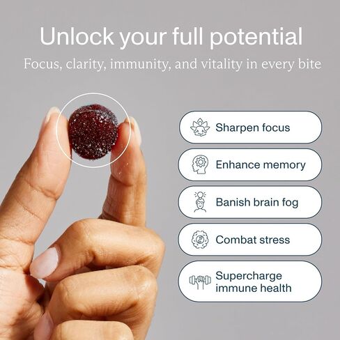 Lions Mane Mushroom Gummies - Mushroom Supplement for Brain Function, Focus, Memory, Energy, Immune Boost, Stamina - Mushroom Complex Lion's Mane, Reishi, Cordyceps - Vegan, Gluten-Free, Organic in Saudi Arabia