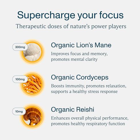 Lions Mane Mushroom Gummies - Mushroom Supplement for Brain Function, Focus, Memory, Energy, Immune Boost, Stamina - Mushroom Complex Lion's Mane, Reishi, Cordyceps - Vegan, Gluten-Free, Organic in Saudi Arabia