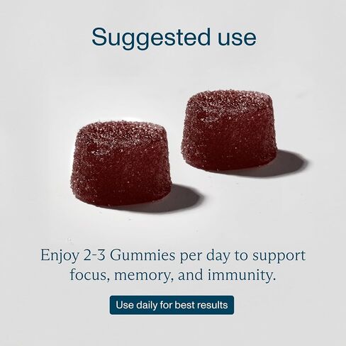 Lions Mane Mushroom Gummies - Mushroom Supplement for Brain Function, Focus, Memory, Energy, Immune Boost, Stamina - Mushroom Complex Lion's Mane, Reishi, Cordyceps - Vegan, Gluten-Free, Organic in Saudi Arabia