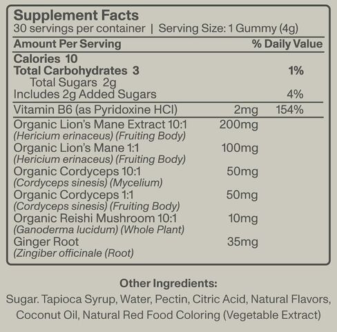 Lions Mane Mushroom Gummies - Mushroom Supplement for Brain Function, Focus, Memory, Energy, Immune Boost, Stamina - Mushroom Complex Lion's Mane, Reishi, Cordyceps - Vegan, Gluten-Free, Organic in Saudi Arabia
