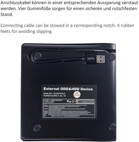 محرك الأقراص المضغوطة الخارجي CYD USB 3.0 محرك الأقراص المضغوطة DVD الخارجي فائق النحافة CD DVD RW/DVD محرك الأقراص المضغوطة / الكاتب / إعادة الكتابة / ناسخ الأقراص المضغوطة USB لنقل البيانات بسرعة عالية لأجهزة الكمبيوتر المحمول والكمبيوتر المحمول in Kuwait