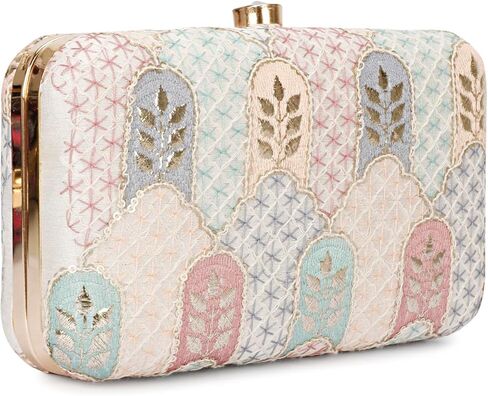 Hand Crafted Designer Box Clutch For Women, Zari Embroidery Clutch For Women/Hand Clutch For Women in Saudi Arabia