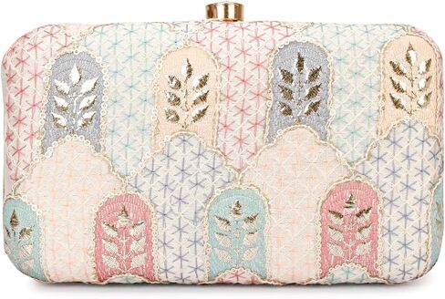 Hand Crafted Designer Box Clutch For Women, Zari Embroidery Clutch For Women/Hand Clutch For Women in Saudi Arabia