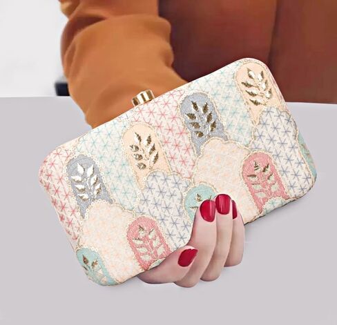 Hand Crafted Designer Box Clutch For Women, Zari Embroidery Clutch For Women/Hand Clutch For Women in Saudi Arabia