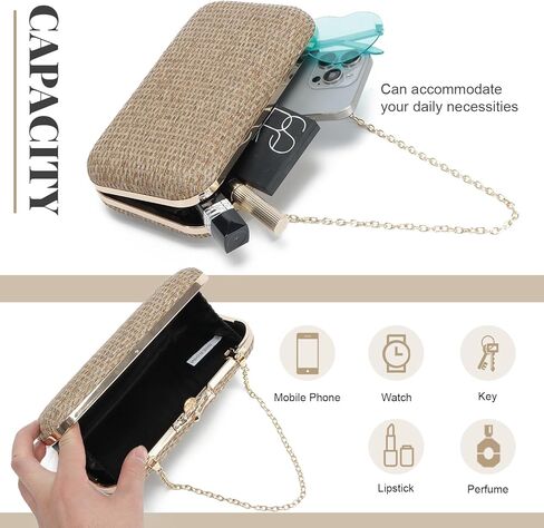 SUKUTU Women Straw Evening Bag Handwoven Clutch Purse Wedding Party Summer Beach Handbag Crossbody Bag in Kuwait