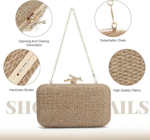 SUKUTU Women Straw Evening Bag Handwoven Clutch Purse Wedding Party Summer Beach Handbag Crossbody Bag in Kuwait