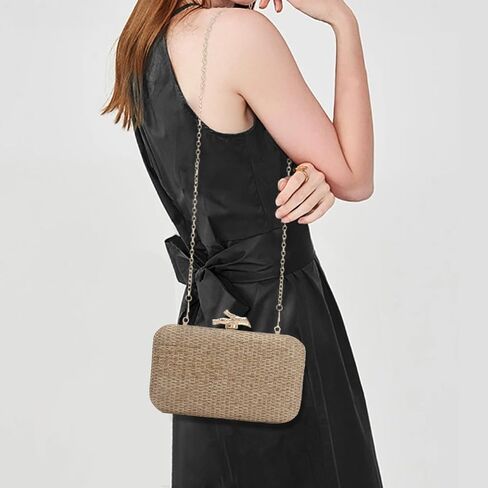 SUKUTU Women Straw Evening Bag Handwoven Clutch Purse Wedding Party Summer Beach Handbag Crossbody Bag in Kuwait