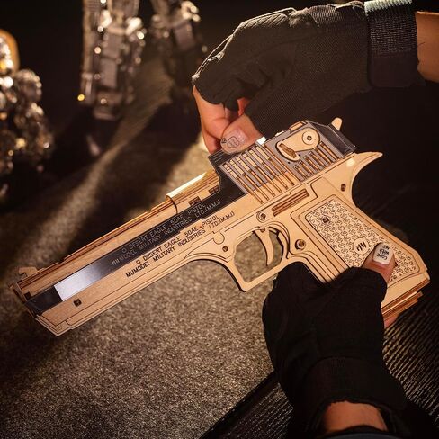 MU Wooden Puzzle for Adult Desert Eagle Wood Rubber Band Gun Defender Building, AK47 Revolver Pistol Toys 3D Metal Puzzles Model Kits, Handgun DIY Kits Xmas Birthday Men Hobby Gifts Desk Decor in Saudi Arabia