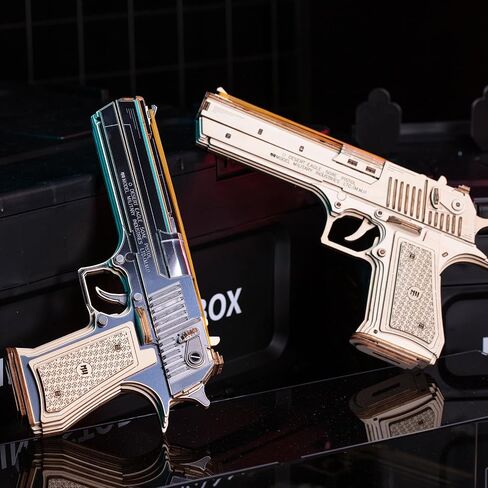 MU Wooden Puzzle for Adult Desert Eagle Wood Rubber Band Gun Defender Building, AK47 Revolver Pistol Toys 3D Metal Puzzles Model Kits, Handgun DIY Kits Xmas Birthday Men Hobby Gifts Desk Decor in Saudi Arabia