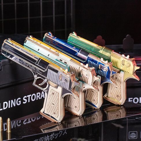MU Wooden Puzzle for Adult Desert Eagle Wood Rubber Band Gun Defender Building, AK47 Revolver Pistol Toys 3D Metal Puzzles Model Kits, Handgun DIY Kits Xmas Birthday Men Hobby Gifts Desk Decor in Saudi Arabia