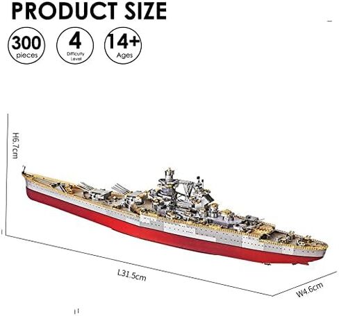 Piececool 3D Puzzles for Adults Metal Watercraft Model Kits, Bismarck Battleship 3D Model DIY Kits for Teenagers Students Stress Relief Toys, Great Birthday Gift -207 Pcs in Saudi Arabia