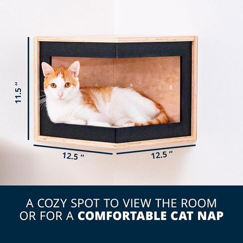 أثاث حائط للقطط مع درجات، أرفف حائط للقطط، مجموعة أثاث مثبتة على الحائط للقطط، أرفف عائمة ومجاثم للتسلق، أسود in Kuwait