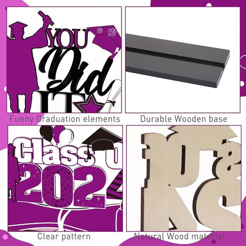 Romart Graduation Party Centerpieces for Tables: 4 Pieces Wooden Graduation Centerpieces Class of 2024 Table Toppers for High School College Graduation Party Favor Supplies Photo Booth Props in Saudi Arabia