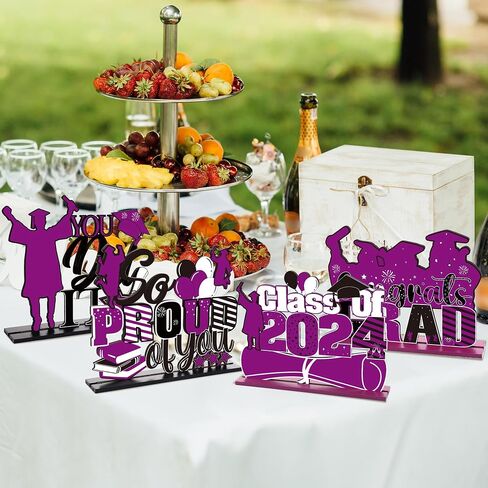 Romart Graduation Party Centerpieces for Tables: 4 Pieces Wooden Graduation Centerpieces Class of 2024 Table Toppers for High School College Graduation Party Favor Supplies Photo Booth Props in Saudi Arabia