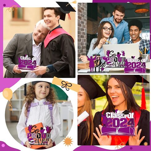 Romart Graduation Party Centerpieces for Tables: 4 Pieces Wooden Graduation Centerpieces Class of 2024 Table Toppers for High School College Graduation Party Favor Supplies Photo Booth Props in Saudi Arabia