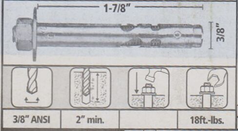 مرساة رأس سداسية، 3/8 × 1-7/8 بوصة، زنك (10) in Kuwait
