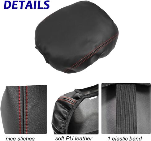 غطاء وحدة التحكم المركزية لسيارة Ford F150 2015-2020 & F250 F350 F450 2017-2022 غطاء مسند ذراع وحدة التحكم لسيارة Ford Expedition 2018-2024 واقي مسند الذراع (أسود مع غرز سوداء، 2015-2020) in Kuwait