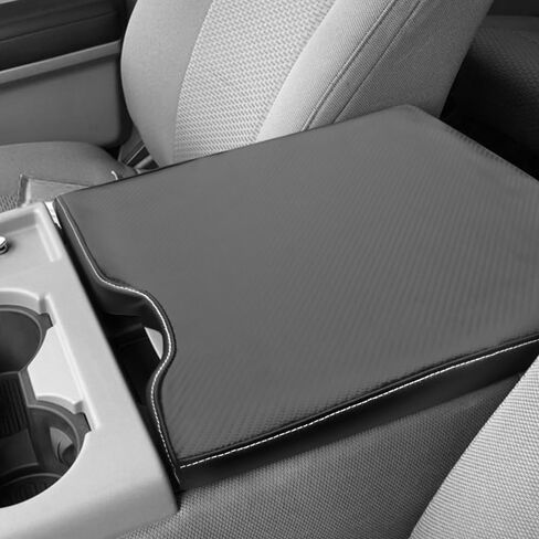 غطاء وحدة التحكم المركزية لسيارة Ford F150 2015-2020 & F250 F350 F450 2017-2022 غطاء مسند ذراع وحدة التحكم لسيارة Ford Expedition 2018-2024 واقي مسند الذراع (أسود مع غرز سوداء، 2015-2020) in Kuwait