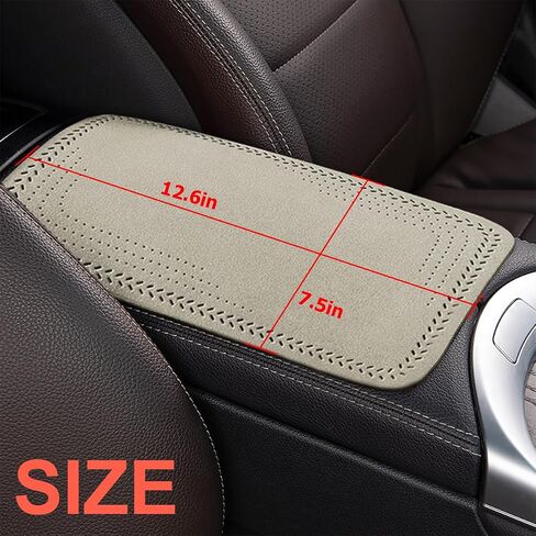 Car Armrest Storage Box Pad, Suede Auto Center Console Cover, Skin-Friendly Washable Cotton Cloth, Waterproof Automotive Armrest Protector, Universal for Most Vehicles (Beige) in Saudi Arabia